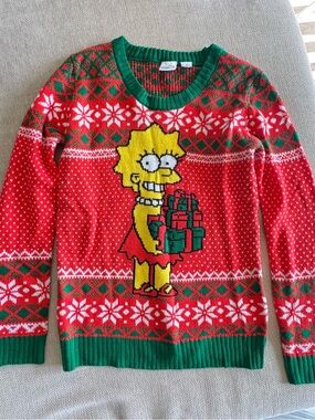 Lisa Simpson Christmas Ugly Sweater Holiday Knit Pullover Size Small